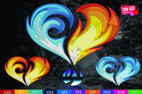 Download Ire and Ice Heart Embroidery Design - Premium Resources